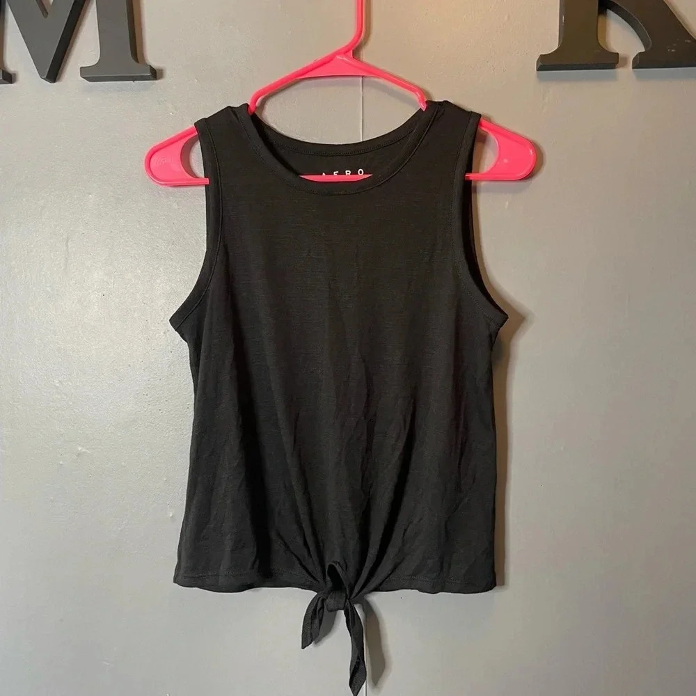 Aeropostale black front tie‎ tank top size extra small